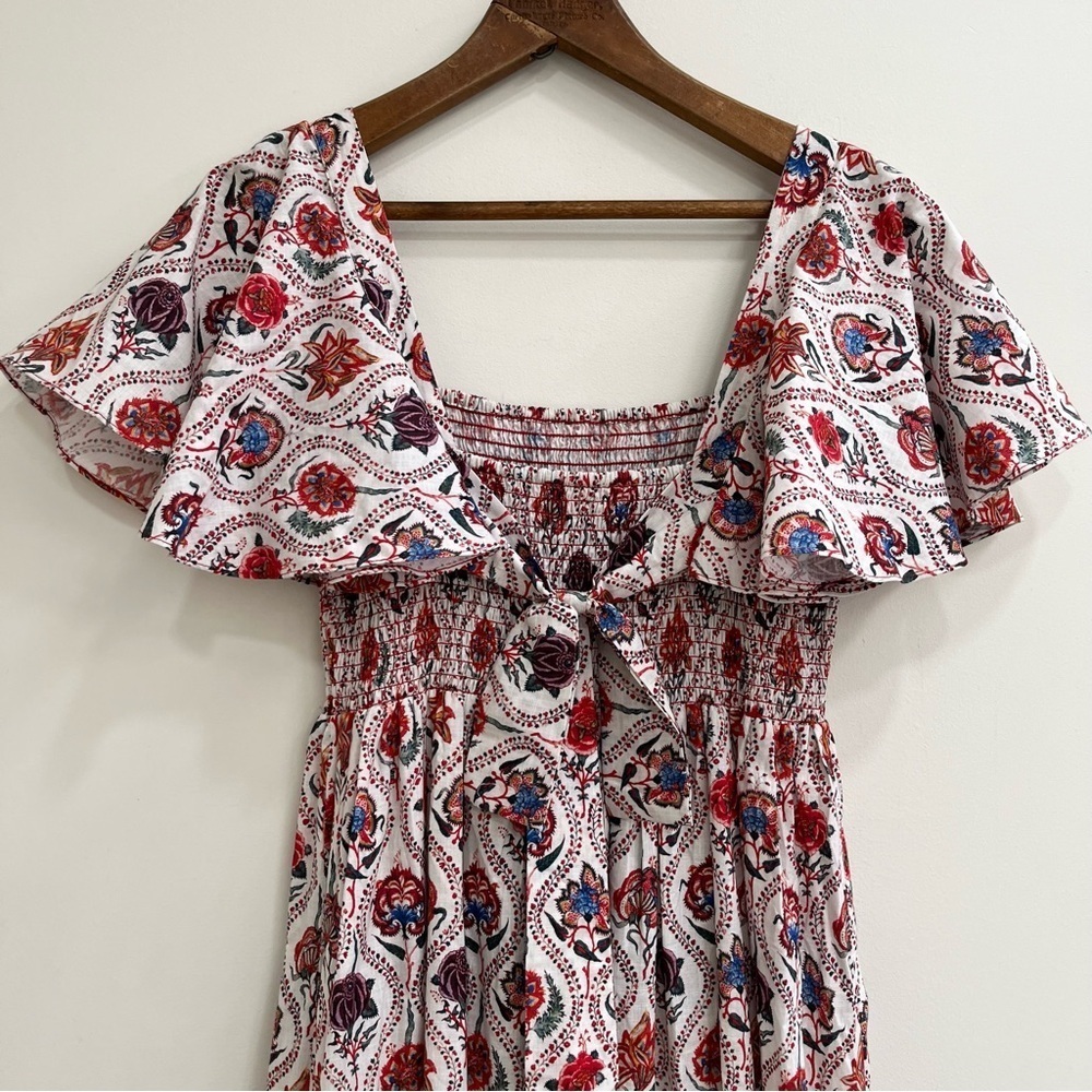 Sachin & Babi Danni Block Print Floral Square Neck Flutter Sleeve Maxi Dress 6 - Picture 4 of 12